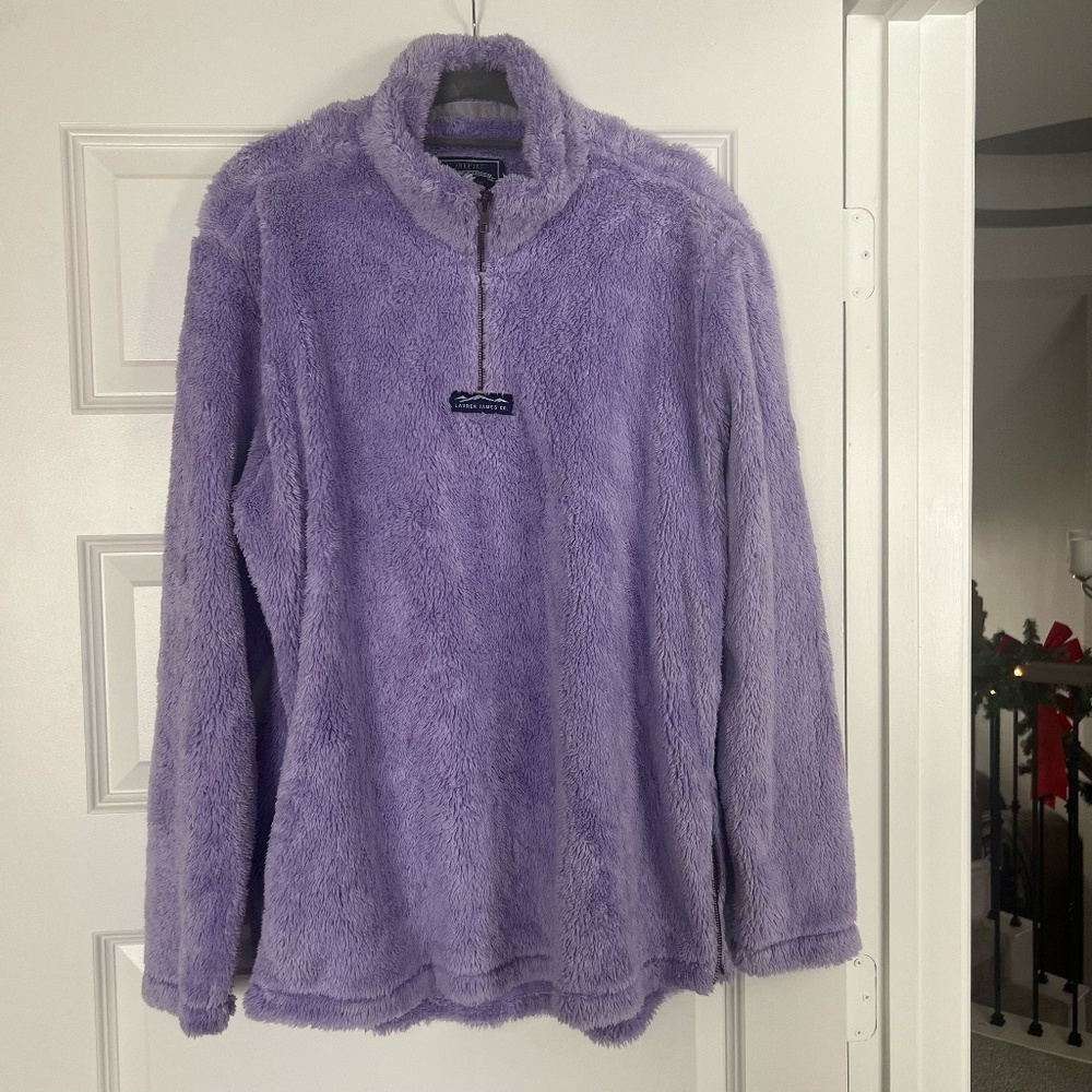 Lauren James Prep Tec Purple Sherpa Warm Fuzzy Long Sleeve Half Zip Jacket